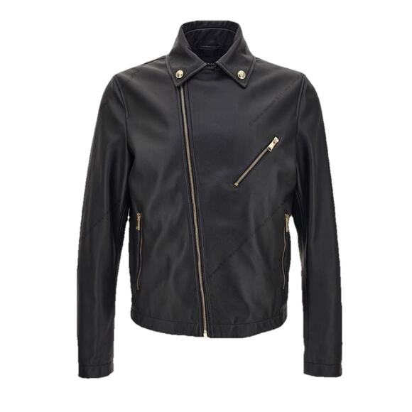 Versace Men's Blouson Leather Jacket Black 40 US (50 Euro) IT 1012178 NWT $3600 - Picture 1 of 16